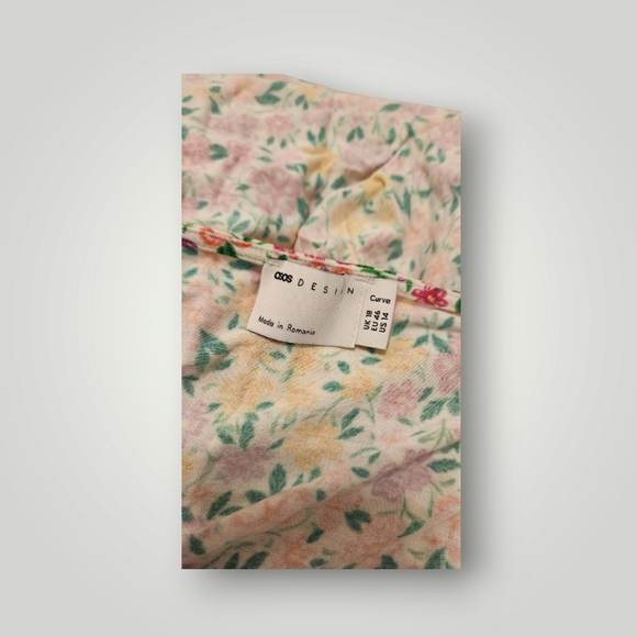 ASOS DESIGN short sleeve mini tea dress with lace trim in bright floral sundress - Picture 11 of 15